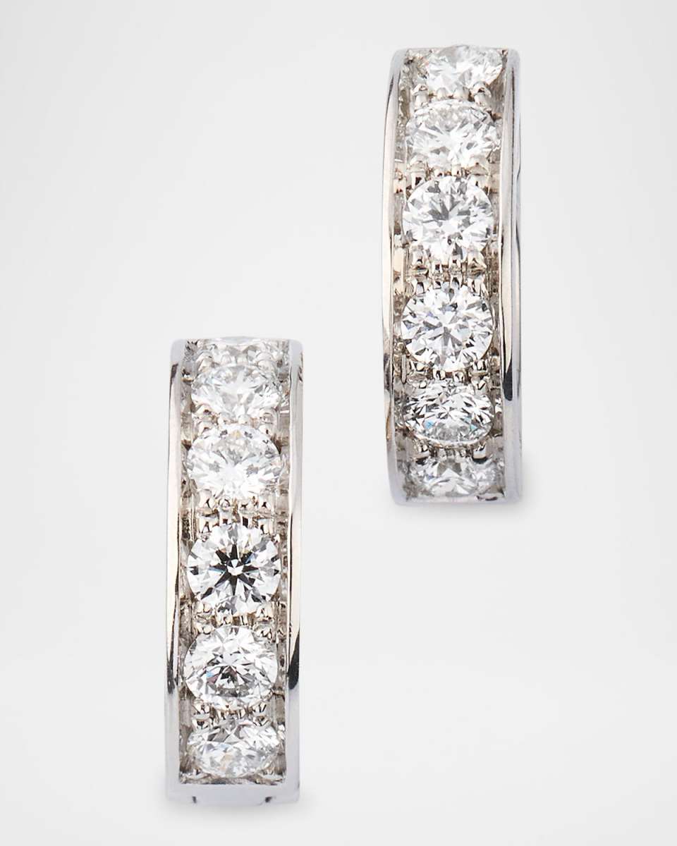 Platinum Diamond Huggie Hoop Earrings
